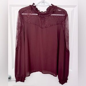 Primark Victorian Inspired Lace Long Sleeve Romantic Evening/color Burgundy